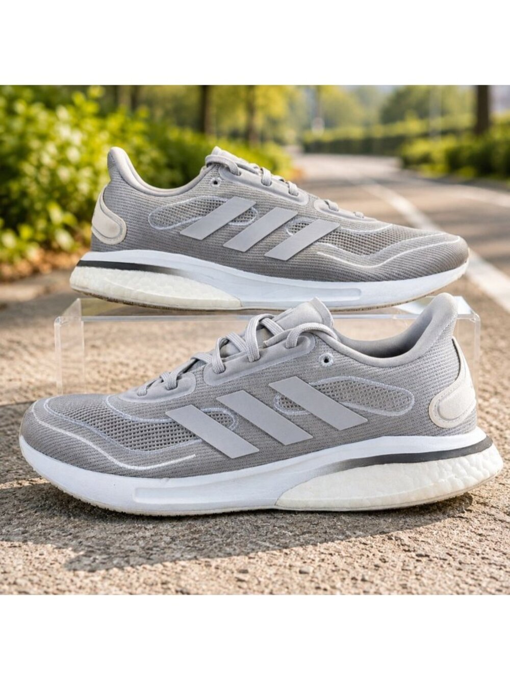 Adidas Supernova Womens 10 Running Shoes Boost Glory Gray Silver Metallic FV6018
